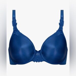 Chantelle Hedona Blue Bra Women's Underwire T-Shirt Bra with Lace Accents 42B